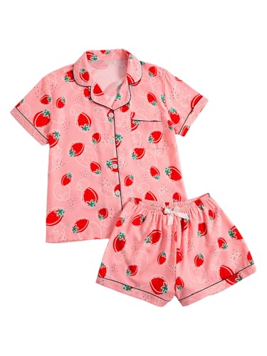 Image of Verdusa Pajamas For Women Set 2 Piece Cute Pjs Sleepwear Lounge Sets | Pj Sets For Woman, Button Down Shirts With Pajama Shorts, Cute Print, Comfy Sets