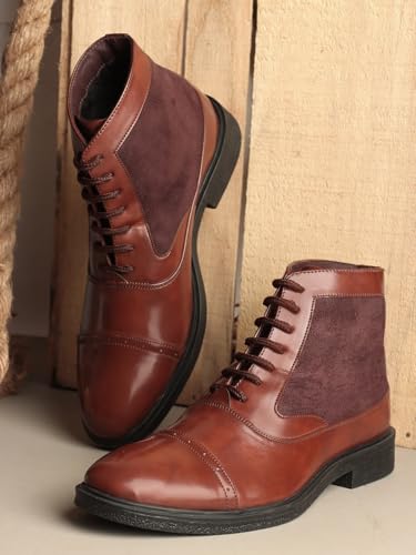 Image of Carlton London Men's Ankle Height Comfortable Lace-Up Round Boot