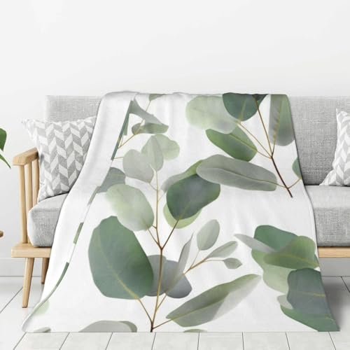Plaid canapé eucalyptus couverture flanelle douce anti-frissons et lavable