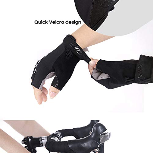 EJDTOP Meia Luvas Ciclismo Dedo para Homens/Mulheres Acolchoado Curto Luvas de Esportes Outdoor Cicl