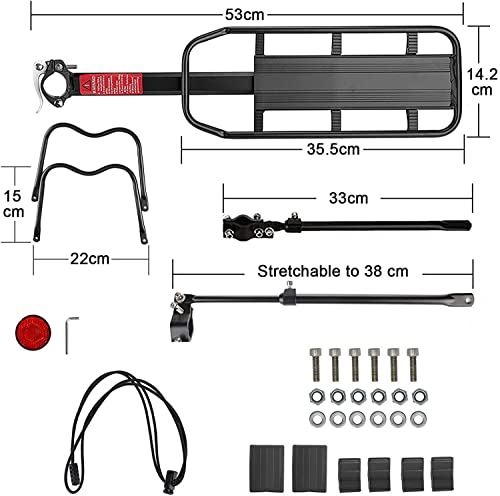 Varun Rear Bike Rack, Bicycle Cargo Rack, Quick Release Adjustable Back Bike Rear Rack Alloy 110Lb Capacity Bike Luggage Carrier With Tools For 24" -29" Frames #TOP3