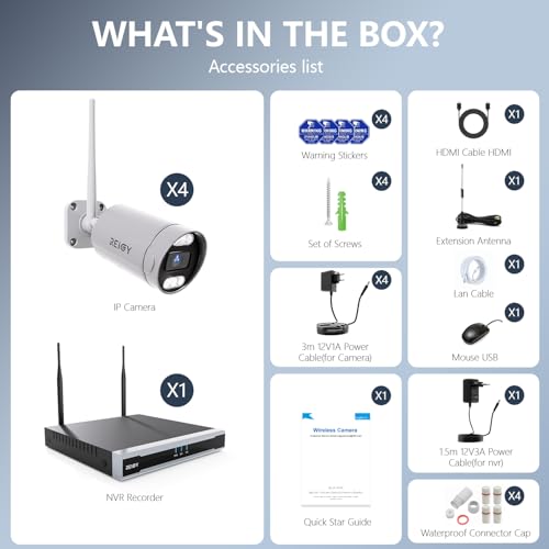 Miniatura 7 de Reigy 8mp Kit Camara De Vigilancia Wifi Exterior Con 2tb Hdd, 4k Sistema De Seguridad 4x 2160p Cam Y 16ch Nvr, Visión Nocturna Audio Bidireccional Detección Movimiento Ip66 Impermeable
