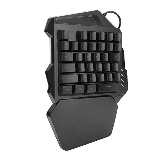 Einhändig Gaming-Tastatur, RGB Hintergrundbeleuchtung 35 Tasten Klaviatur mit Handgelenkauflage, Plug-and-Play, Typ-C Fachmann Gaming-Tastatur für Computer (Gemischtes Licht) Cover