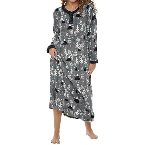 Alexander Del Rossa Women's Plush Fleece Lounge Nightgown, Long Warm Kaftan Gown with Pockets for Wonderland Large (A0158V98LG) Cover