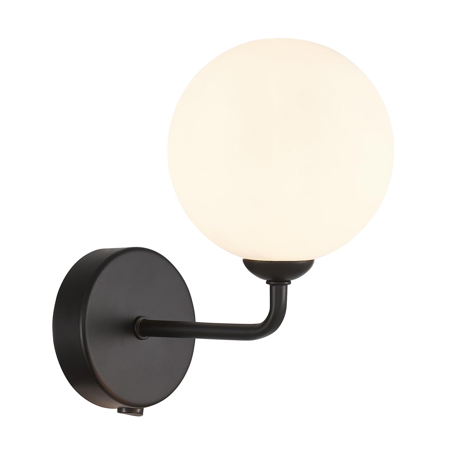 Rackhams Black/Light/White Contemporary Chic Matte Wall With Opal Globe Glass Shade