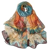 Pokeedioty Scarfs for Women Lightweight Fashion Scarves Elegant Floral Pattern Sheer Scarfs Sunscreen Shawls Wraps (P 0140)