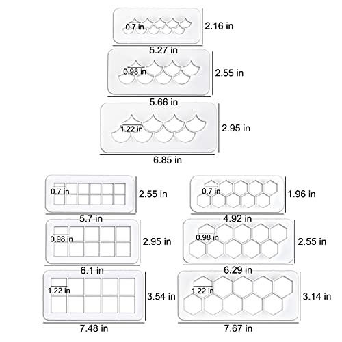9 Pcs Cookie Fondant Cutter, 3 Shapes Geometric Biscuit Cutter Fondant Impression Mat For Cake Making Fondant Cookie #TOP4
