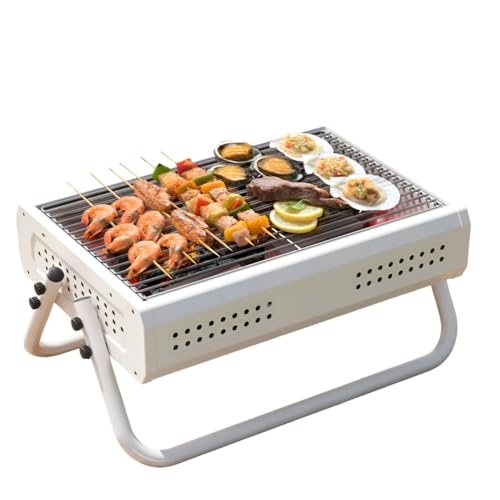 Parrilla de carbón portátil – Parrilla de barbacoa de acero inoxidable para uso en interiores y exteriores – ideal para acampar y viajes