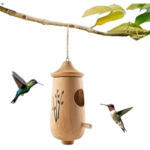 ZZHFC Kolibrihaus 2022 Houten kolibri-houten mini-vogelhuisje kolibri-schommelnest voor hekkoning-zwaluw-sparrow-huizen