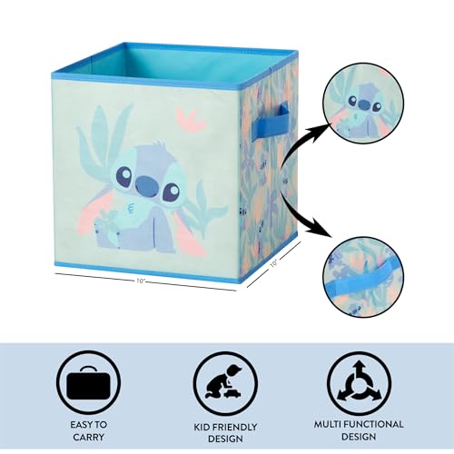 Image of Stitch Storage Cubes Set of 2 Durable Fabric Bins with Handles, 10 inchx10 inchx10 inch Collapsible Cube Organizers