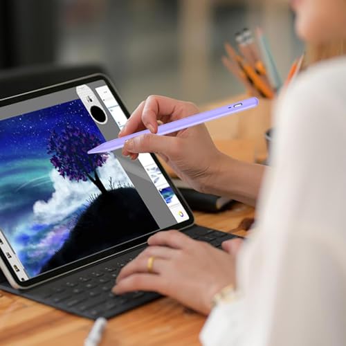 Image of Stylus Pen for Android Tablet, Tablet Pencil for iOS /Android,Rechargeable Active Stylus Pen for iPhone /Samsung /XiaoMi /Huawei /Vivo /Lenovo and Other Android Smartphones and Tablet-Purple