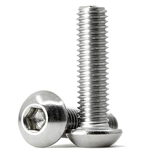 M5-0.8 x 25mm Button Head Socket Cap Screws, 304 Stainless Steel (18-8), Allen Socket Drive, Full Thread, 50 PCS
