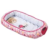 BABY born babynest 835821 - Omkeerbaar babynest met zachte gewatteerde randen voor poppen tot 43 cm - Met ontwerp van bes en beer - geweldig voor bank, vloer en kinderkamer - Vanaf 3 jaar