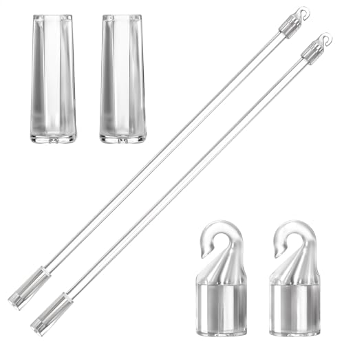 2PCS 12 Inches Blind Wand Replacement with Hook Vertical Blinds Replacement Parts Clear Blinds Stick with Hook and Handle Curtain Stick Blind Tilt Wand for Windows Curtain Door Shades Opener Accessory
