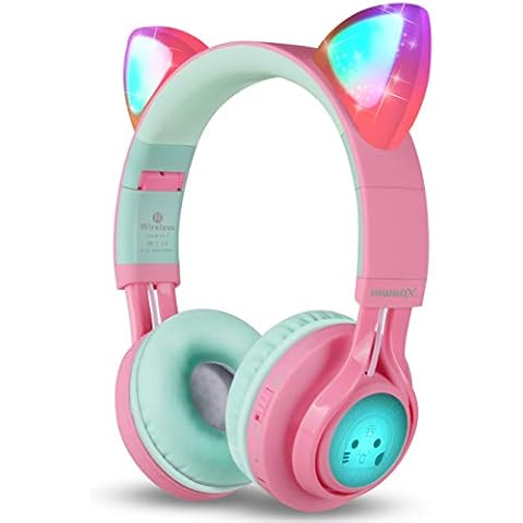 Riwbox CT-7 Cat Ear Bluetooth Headphones, LED Light Up Bluetooth Wireless Over Ear Headphones with Microphone and Volume Control for Travel/School/Smartphones/Laptop/PC/TV Cover