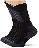 NORDCAP Allround-Sportsocken lang in Schwarz, 6er Pack Sport-Socken, atmungsaktive Strümpfe, unisex Wandersocken, Gr. 39 – 42, Menge: 6 Stück