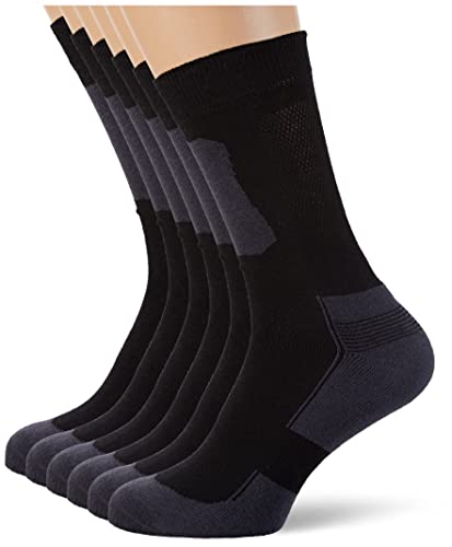 NORDCAP Allround-Sportsocken lang in Schwarz, 6er Pack Sport-Socken, atmungsaktive Strümpfe, unisex Wandersocken, Gr. 35 - 46, Menge: 6 Stück Cover
