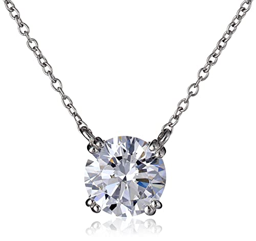 Amazon Essentials Sterling Silver Solitaire Pendant Necklace with Round Cut Infinite Elements Cubic Zirconia Round Solitaire Pendant, (previously Amazon Collection)