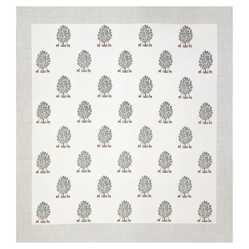 Image of DE CAMA Since 1997 | 100% Cotton 300 TC Premium Super King Size Bedsheet for Double Bed (108 x 108 Inch) with 2 Pillow Covers Set (17 x 27 Inch) Hand Block Printed Bedsheet Set - Green /White