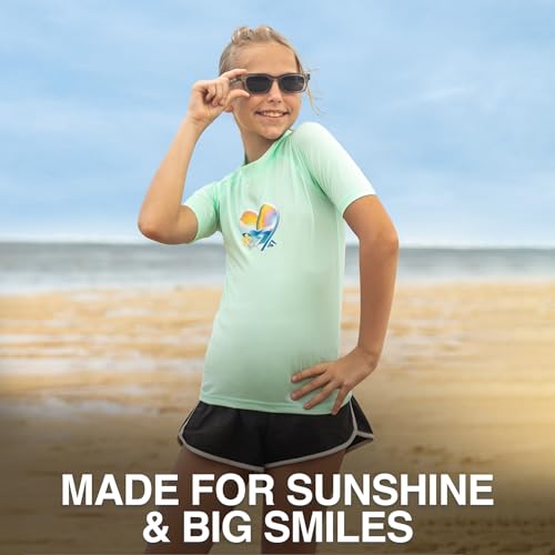 Image of Kanu Surf Girls' Jade Rash Guard UPF 50+ Sun Protection Short Sleeve Swim Shirt