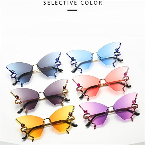 willochra Diamond Butterfly Sunglasses Women Rimless Oversized Rhinestone bling Sun Glasses Ladies Y2K Eyewear3