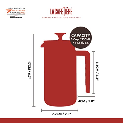 La Cafetière Pisa Cafetière, 3-Cup/35ml, Heat-Resistant Borosilicate Glass and Stainless Steel with Easy-Grip Plunger - Image 3