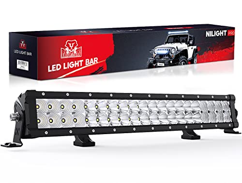 Nilight LED Light Bar 21.6 Inch 200W Flood Spot Combo Beam 24000LM Osram P8/5W Chips Offroad Lighting IP68 LED Driving Light for Pickup Truck SUV ATV UTV Boat Jeep, 5 Years Warranty