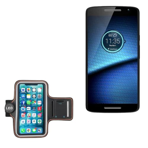 BoxWave Case Compatible with Motorola Droid Maxx 2 - JogBrite Sports Armband, High Visibility Safety Light LED Runners Armband - Bold Orange
