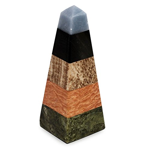 NOVICA Multicolor Geometric Stone Sculpture, 4.9
