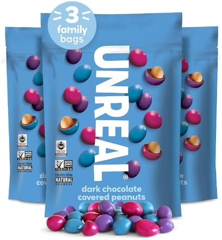 UNREAL Dark Chocolate Quinoa Gems - Vegan Candy With Natural Colors (11oz Value Bag)