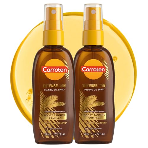Carroten Intensive Tanning Oil Spray | Browning Tan Accelerator | Vitamin E and Carrot & Coconut Oils | Water-Resistant, Silky Hydration | Coconut Fragrance | Made in Greece | 2.3 oz (2 Pack)