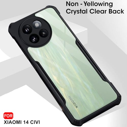 TheGiftKart Shockproof Crystal Clear Back Cover Case for Xiaomi 14 Civi 5G | 360 Degree Protection | Protective Design | Transparent Back Cover Case for Xiaomi 14 Civi 5G (PC & TPU, Black Bumper)