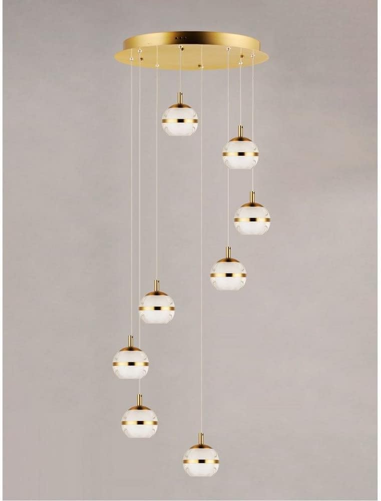 ET2 E24598-93PC Swank Floating Metal Band with Acrylic/Frosted Orb Round LED Pendant Ceiling Lighting, 8-Light 48 Watts, 6" H x 19" W, Polished Chrome
