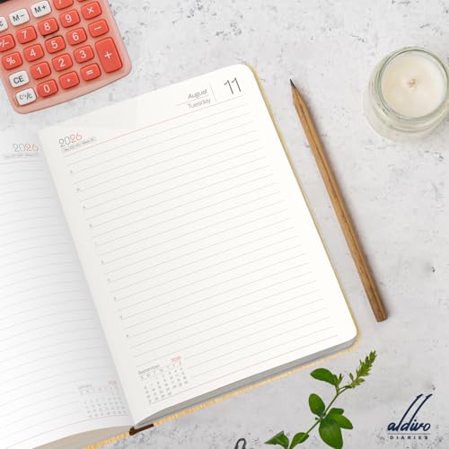 Image of ALDIVO Paper Cover Hard Bound New Year Diary 2026 | A5 Size 365 Days 2026 Daily Planner Diary with Dates, Calendar, Month Cut Index and Bookmark For Office, Personal and Corporate Use (AD621)