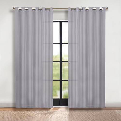 SUPERIOR Semi Blackout Curtains - Solid Color - 70" x 108" - Grommet Header - Thermal Insulated, Sun Blocking & Room Darkening Drapes for Bedroom, Living Room - Set of 2 Panels - Silver