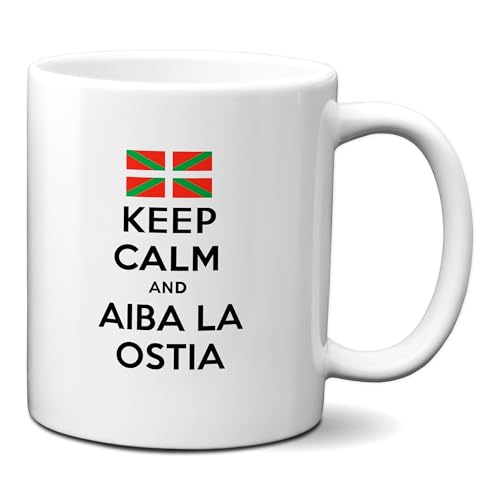 Planetacase - Taza Keep Calm And Aiba La Ostia - Frases Vascas - Taza Desayuno Original - Cerámica 330 mL - Apta Microondas y Lavavajillas - Color Aiba La Ostia, Cerámica Planetacase - Taza Keep Calm And Aiba La Ostia - Frases Vascas - Taza Desayuno Original - Cerámica 330 mL - Apta Microondas y Lavavajillas - Color Aiba La Ostia, Cerámica