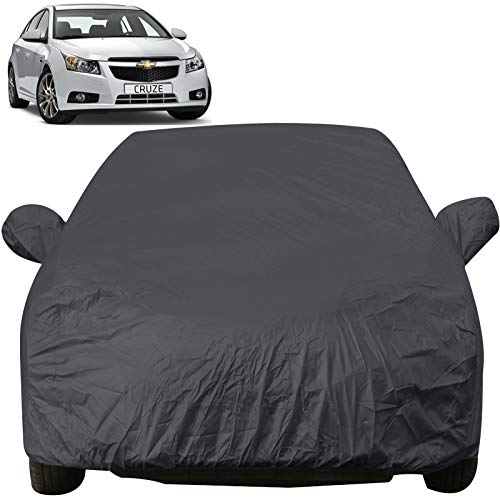 Image of Autofact Car Body Cover with Mirror Pockets Compatible for Chevrolet Cruze (Triple Stitched, Bottom Fully Elastic, Dark Grey)