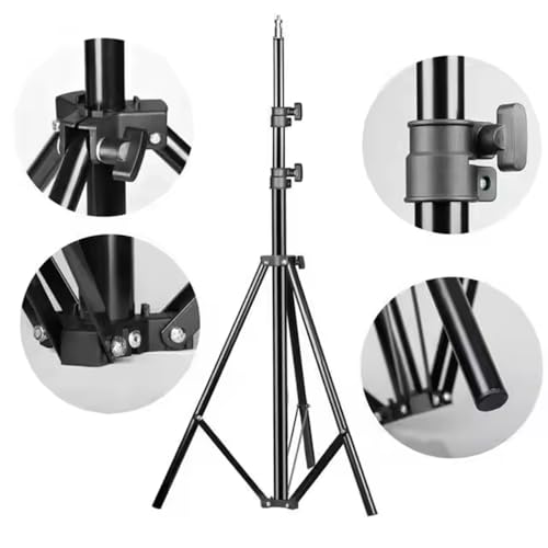 Image of Elfora 7 feet Lightweight Tripod Stand with Mobile Phone Holder | Landscape Mode Only | Portable and Sturdy for Stable Photos & Videos | Compatible for Mobiles, Lights, Reflectors and Cameras(Black)