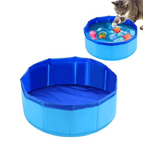 Katzenpool 30 x 10 cm rutschfeste Katzenwanne Schwimmbad für Hunde und Katzen im Sommer Mini Pool für Kätzchen und Welpen zum Spielen und Baden (Blau)