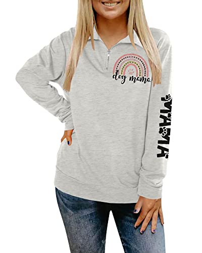 Dog Mom Sweatshirts Women Mama Sweatshirts Dog Paw Sweatshirt Long Sleeve Shirt Funny Mom Letter Print Pullover Blouse #TOP1