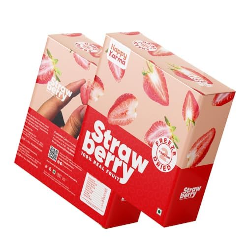 Happy Karma Freeze Dried Premium Strawberries 100% Natural, No Added Colours, Non-Gmo | Healthy & Delicious Snack, Gluten Free | Cravings And Enjoy The Health Benefits | Pack Of 2 (15G Each) (B0D3QH9PK8) Amazon Price History, Amazon Price Tracker