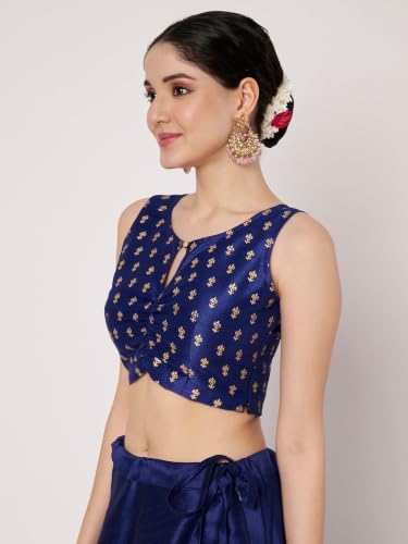 Image of studio rasa Women's Dupion Hand Block Printed Readymade Top for Festive Wedding Party