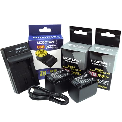 SIXOCTAVE ���{�r�N�^�[ �p BN-VG121/BN-VG129/BN-VG107/BN-VG108/BN-VG109 �݊��o�b�e���[2��&�J�����o�b�e���[�`���[�W���[AA-VG1 3�_�Z�b�g GZ-MS210 GZ-HD620 GZ-EX250 