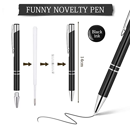 AUAUY Ballpoint Pens, 12 Pcs Funny Retractable Metal Comfortable Writing Pens 1 mm Black Ink for Colleagues, Teachers, Adults, Students (Black)