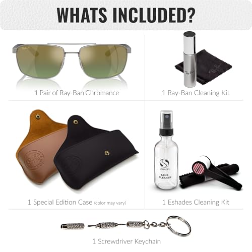 Image of Ray-Ban RB3737 CHROMANCE POLARIZED Rectangle Shape Sunglasses for Men & Women with Official Eyewear Kit