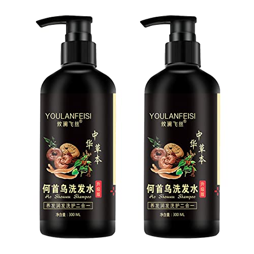 300ml/600ml/900ml Polygonum Multiflorum Herbal Black Hair Shampoo For