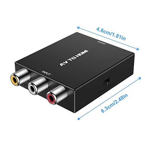 Hiprorca Rca To Hdmi Converter, Mini Av To Hdmi Converter, Composite Cvbs Video Audio Converter Adapter For N64/Ps2/ Stb/Vhs/Vcr/Dvd, Support Pal/Ntsc #TOP5