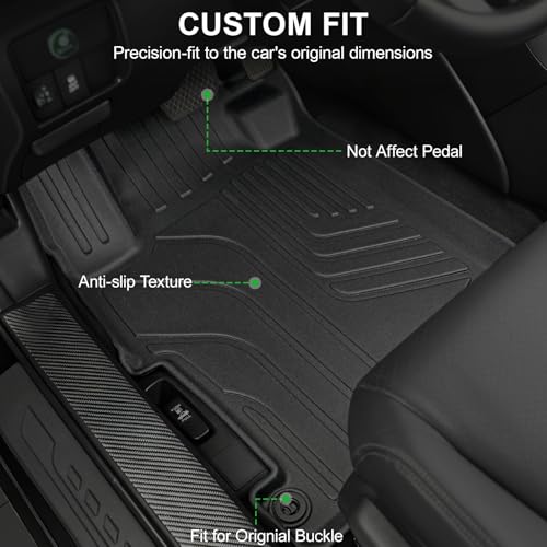 Image of Floor Mats for 2013-2017 Honda Accord Sedan (Not for Vinyl Floors), TPE All Weather Durable Floor Liners Door Sill Guards for Accord Accessories