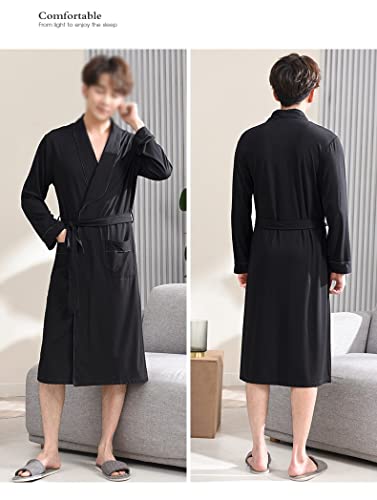 Mens Long Robe Warm Bathrobe Night Dresses Kimono Pajama Bath Robes Sleepwear Bathrobe Nightgown2