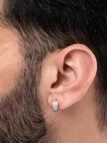 Image of ORIONZ Hoop Earrings for Men & Boys (1 Piece) - 925 Sterling Silver - Gift for Birthday Anniversary - 18k Gold Plated Jewellery - Men Fashion